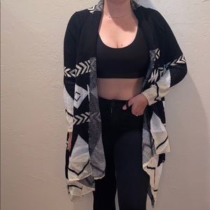 black layered aztec cardigan